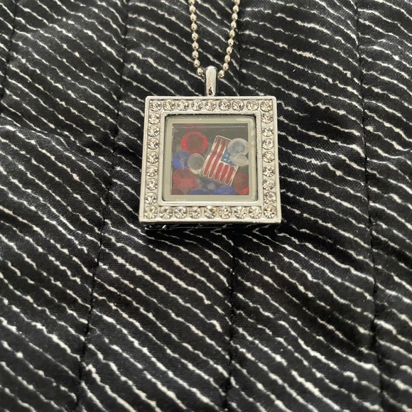 Silver Heart and Square Lockets with Charms Inside Necklace Set - Picture 2 of 7